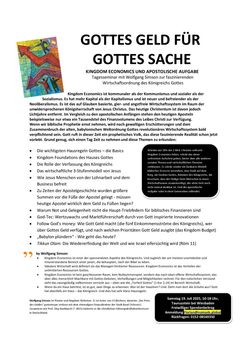 Flyer KINGDOM ECONOMICS – GOTTES GELD FÜR GOTTES SACHE